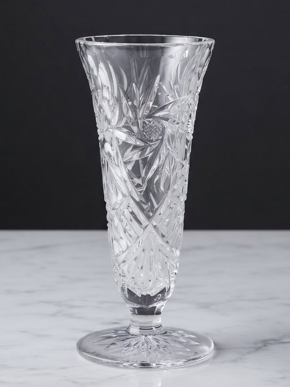 Vintage Bohemia Czech Republic Hand Cut Lead Crystal Flower Bud Vase 24% Lead